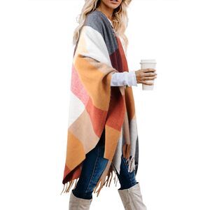 4423 Women's Shawl Wraps, Fall Clothes Open Front Boho Cardigan Plaid